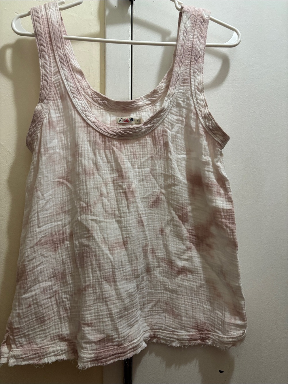 Faherty Pink Tie-Dye Cotton Gauze Tank